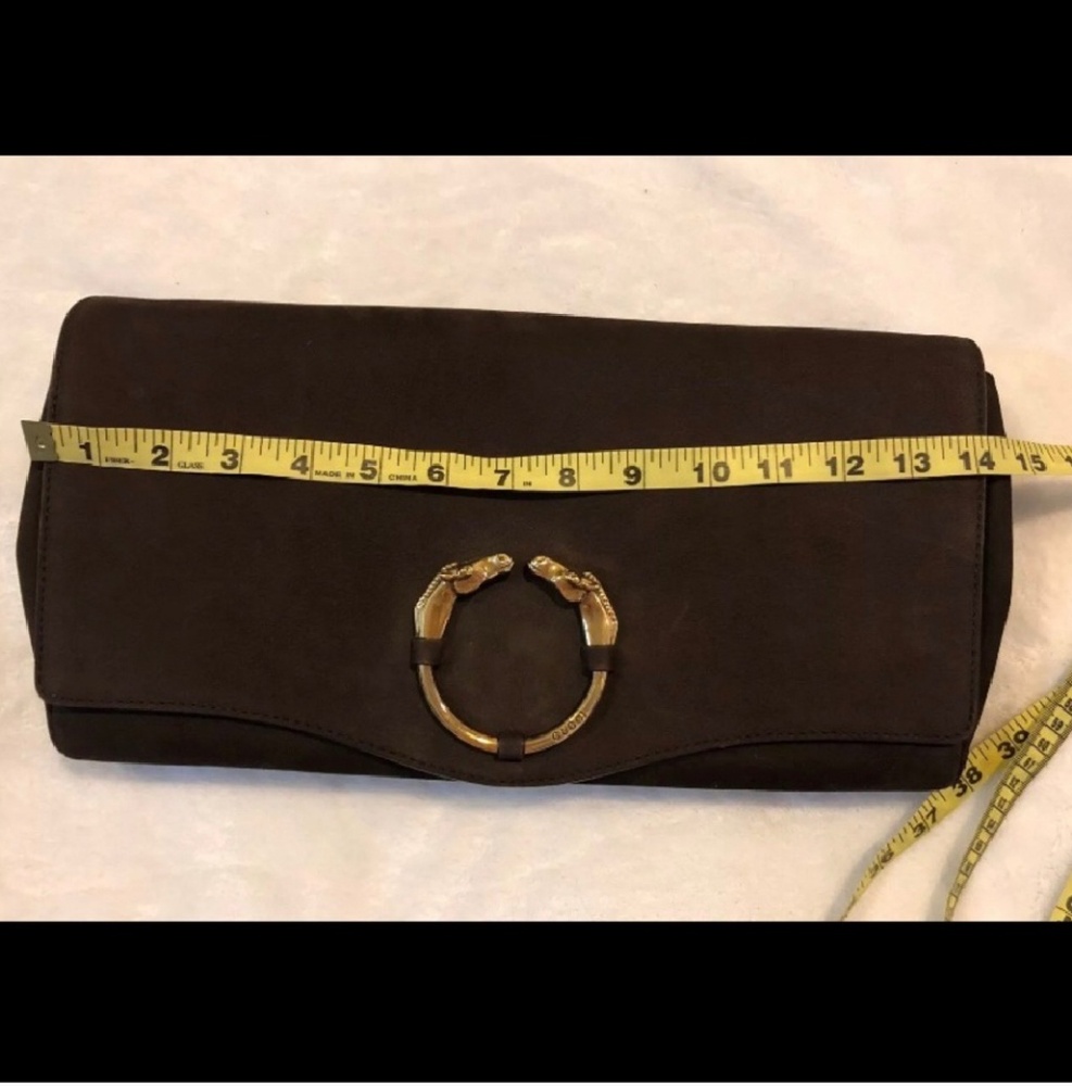 Authentic GUCCI nubuck ribot horse clutch NWOT - Picture 3 of 11